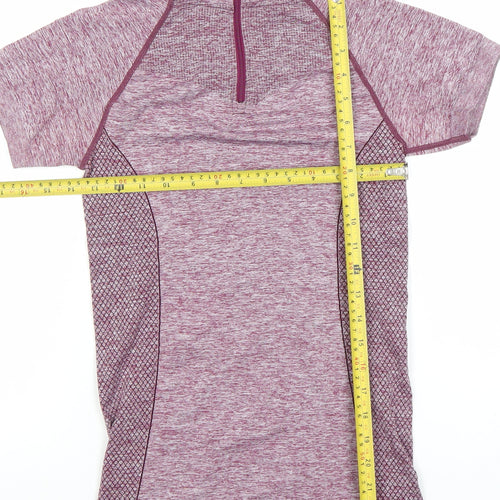 Crane Women’s Purple Short Sleeve 1/4 Zip Athletic T-Shirt Size S