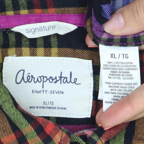 Cowgirlblle Womens Multicoloured Check Flannel Button-Up Shirt XL