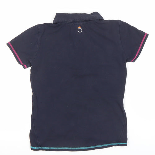 Decathlon Boys Black Polo Shirt 12 Years Button-Down Cotton Logo Top