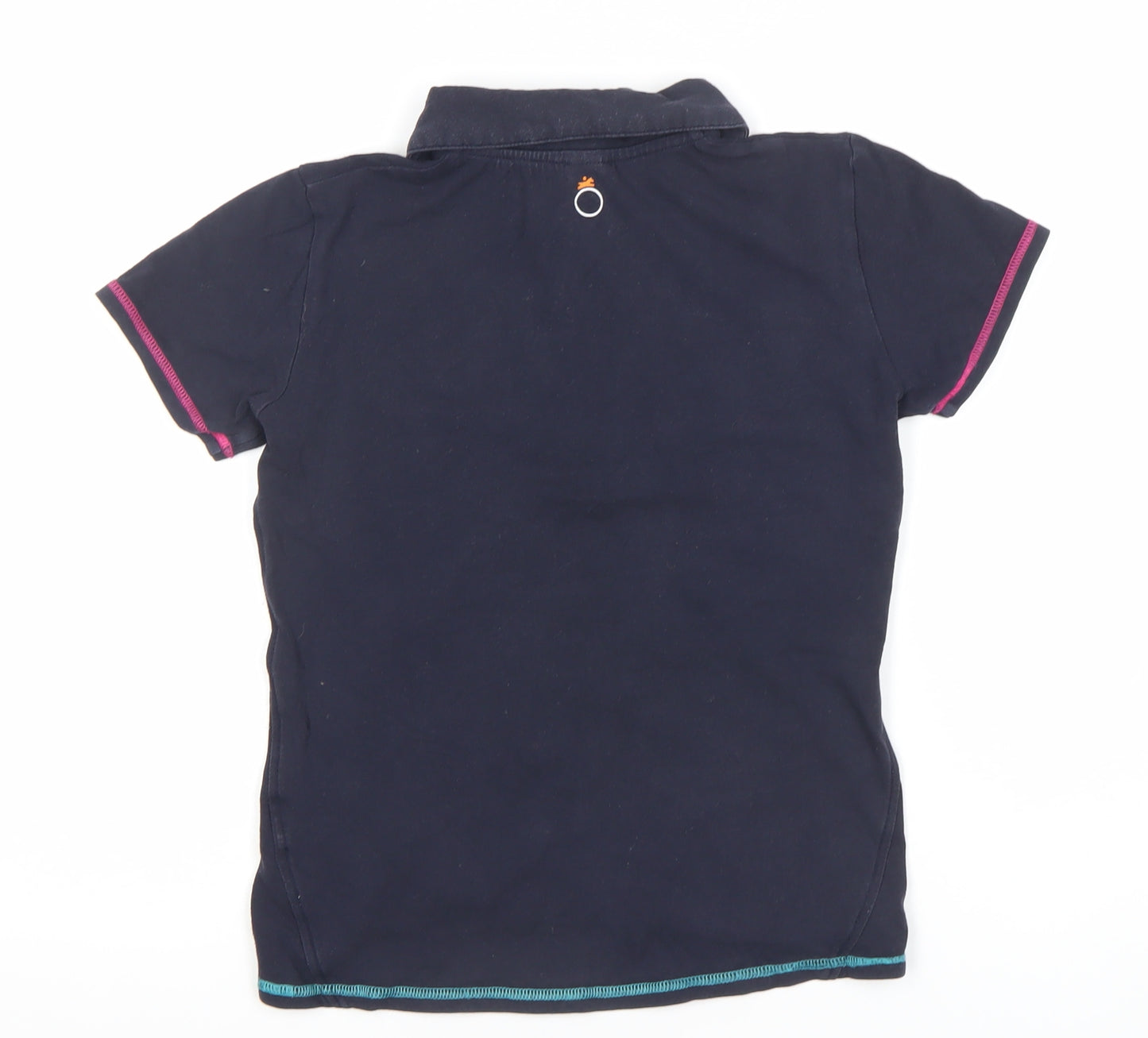 Decathlon Boys Black Polo Shirt 12 Years Button-Down Cotton Logo Top