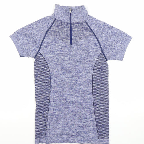 Crane Women's Blue Short Sleeve 1/4 Zip Athletic T-Shirt S
