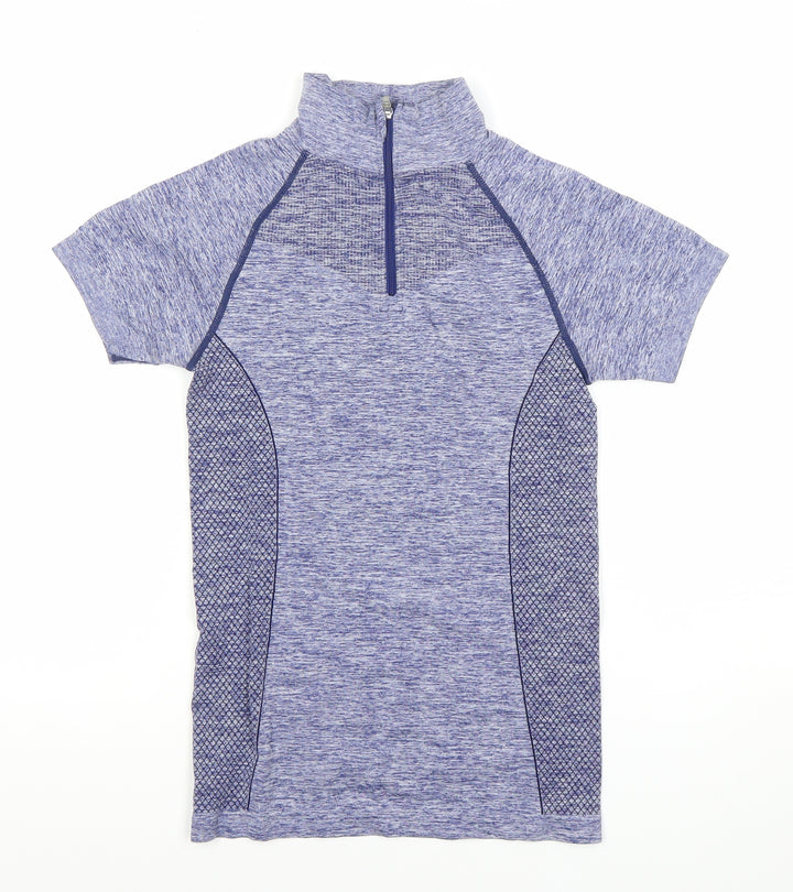 Crane Women's Blue Short Sleeve 1/4 Zip Athletic T-Shirt S