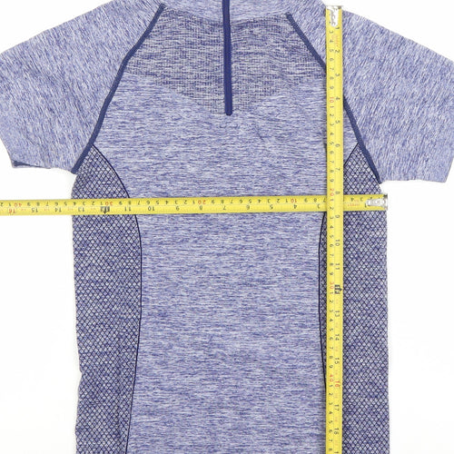 Crane Women's Blue Short Sleeve 1/4 Zip Athletic T-Shirt S