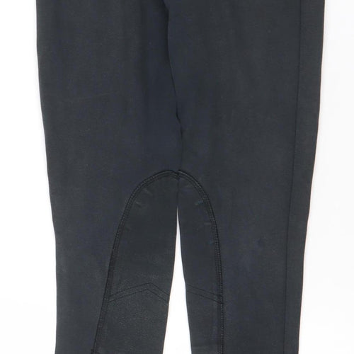 Equestrian Girls Black Stretch Equestrian Riding Trousers Size 24in 152cm Cotton Blend