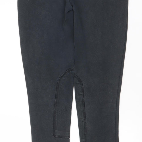 Equestrian Girls Black Stretch Equestrian Riding Trousers Size 24in 152cm Cotton Blend