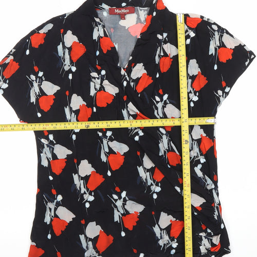 MaxMara Women’s Multicoloured Floral Wrap Blouse XL Viscose Jersey Top