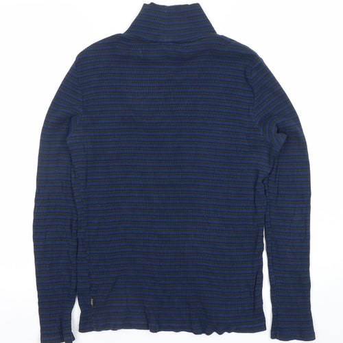 Lee Womens Blue Striped Slim Fit Roll Neck Long Sleeve T-Shirt XL