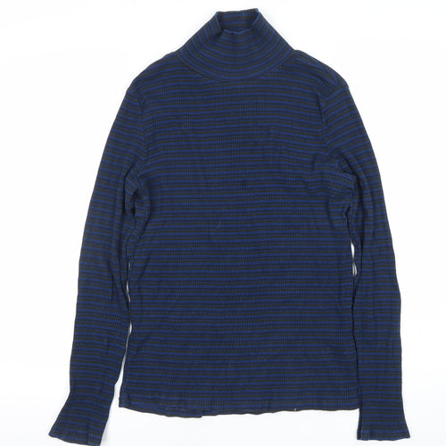 Lee Womens Blue Striped Slim Fit Roll Neck Long Sleeve T-Shirt XL