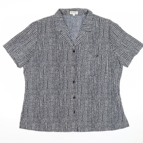 Eccentrico Womens Blue Geometric Button-Up Shirt Size 16