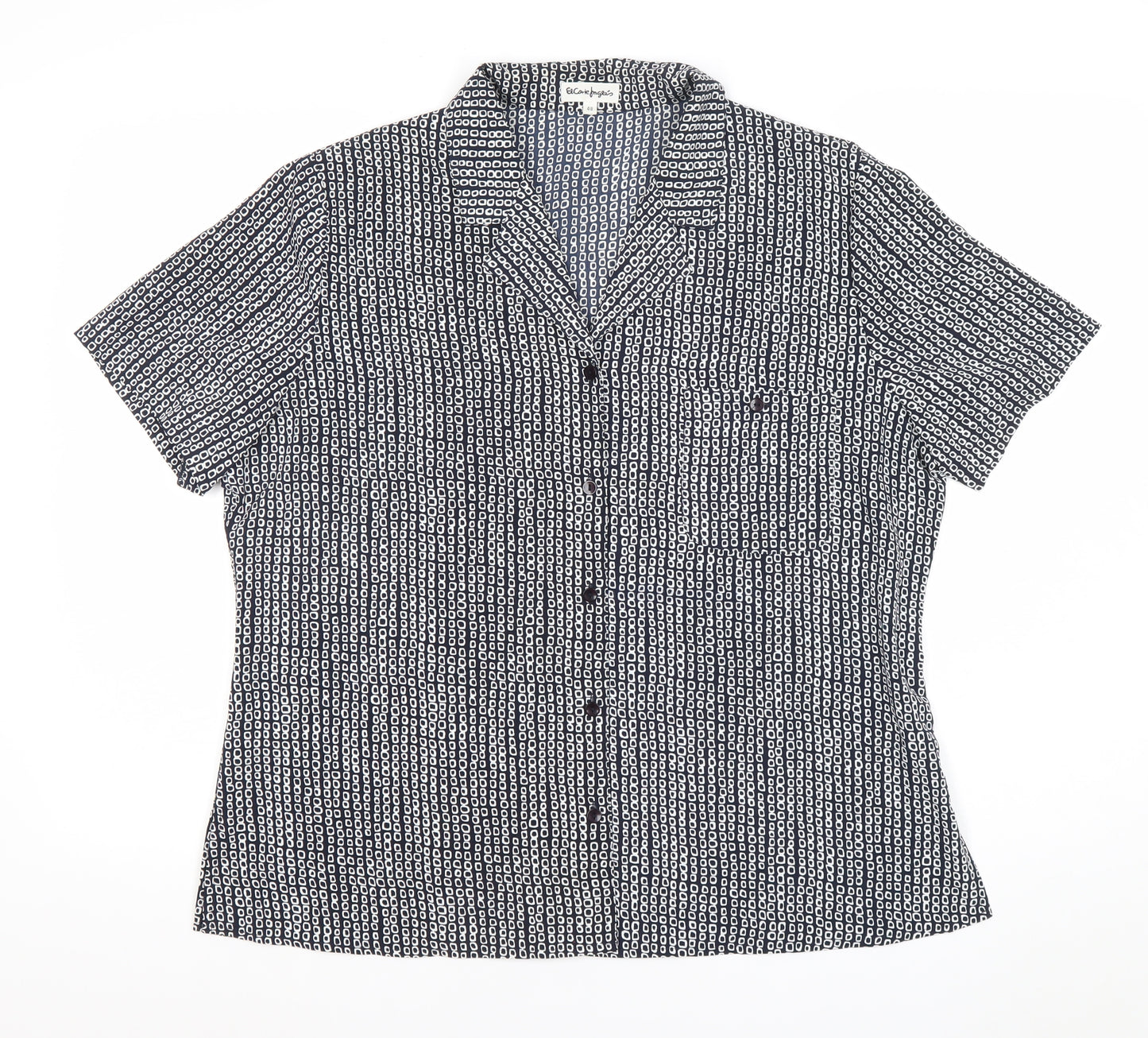 Eccentrico Womens Blue Geometric Button-Up Shirt Size 16