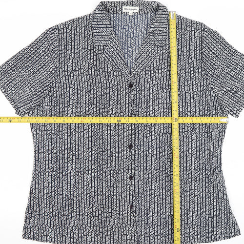 Eccentrico Womens Blue Geometric Button-Up Shirt Size 16