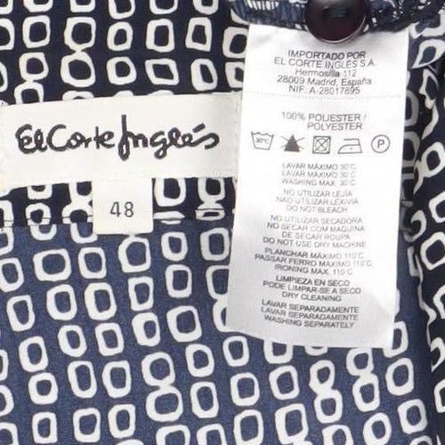 Eccentrico Womens Blue Geometric Button-Up Shirt Size 16