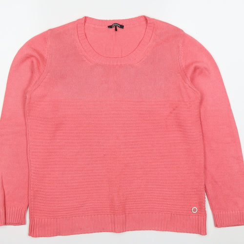 Olsen Women's Pink Cotton Blend Long Sleeve Scoop Neck Jumper Size 10