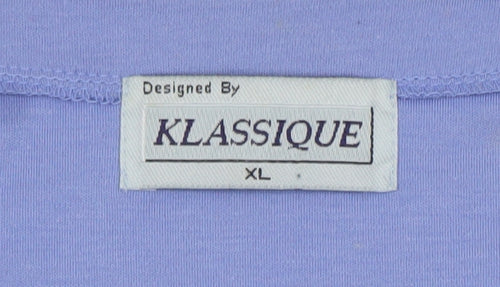Klassique Women's Blue Floral Embroidered Button-Up Top XL
