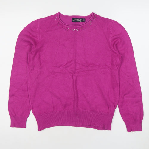 Castle of Ireland Womens Pink Jumper Size 12 Crew Neck Long Sleeve