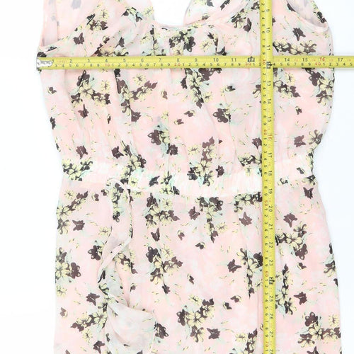 MNG Collection Women’s Pink Floral Chiffon Ruffle Mini Dress Size 10