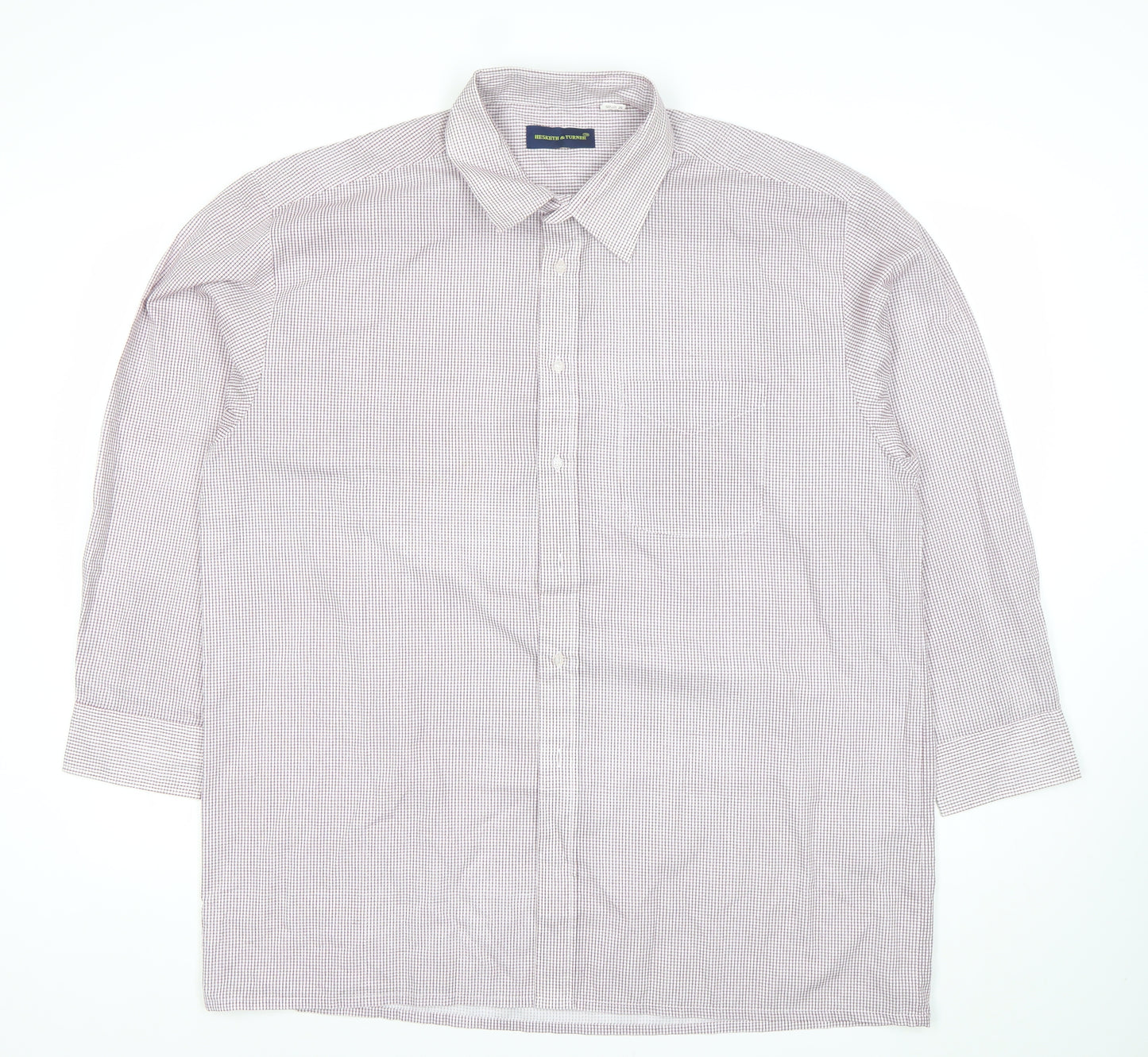 Hesketh & Turner Men's Beige Check Dress Shirt XXL Classic Fit