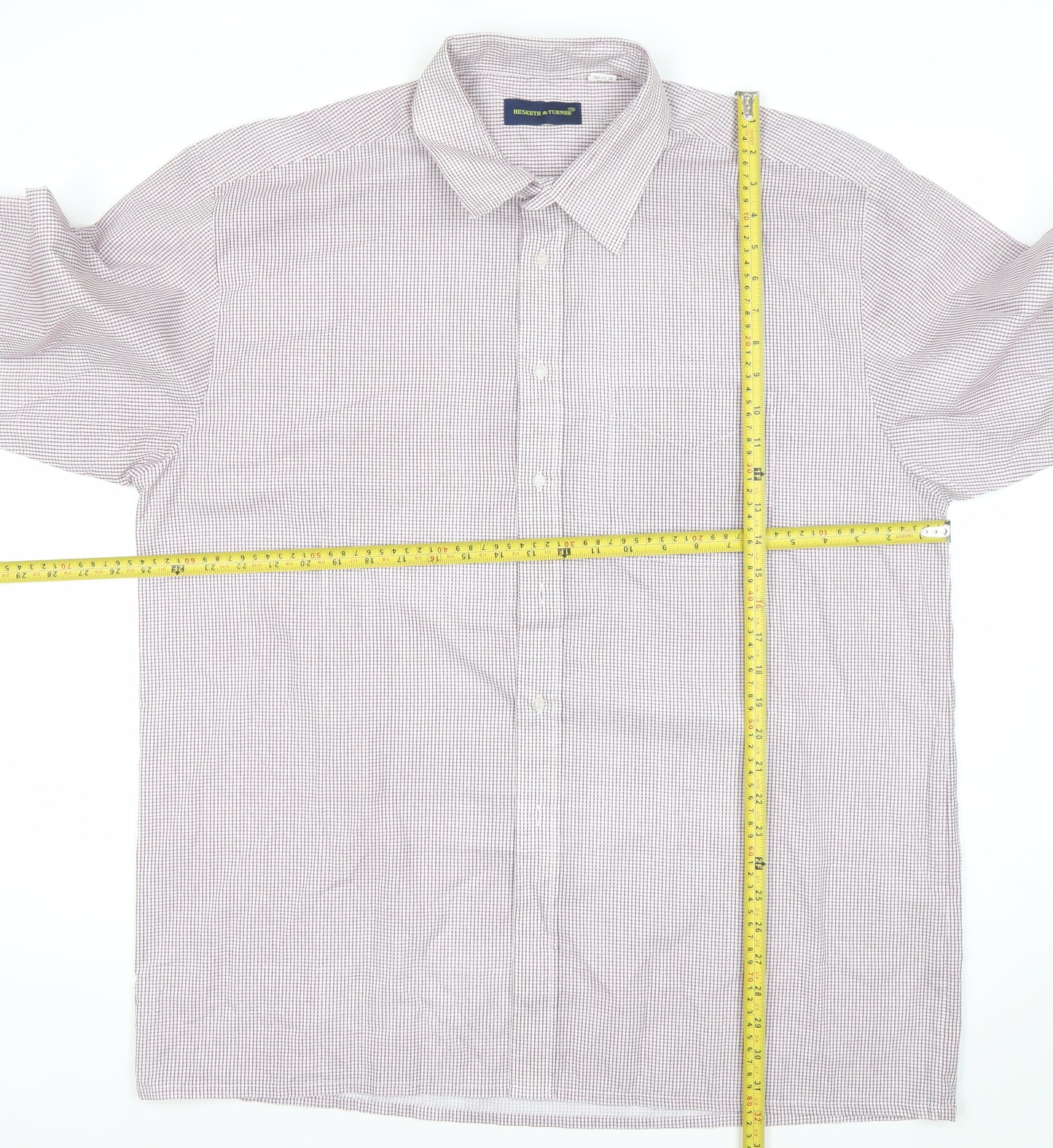 Hesketh & Turner Men's Beige Check Dress Shirt XXL Classic Fit