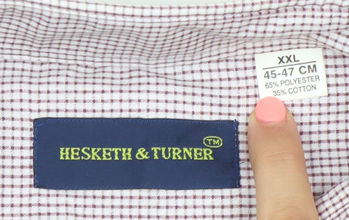 Hesketh & Turner Men's Beige Check Dress Shirt XXL Classic Fit