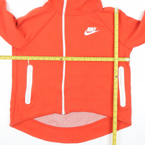 Nike Womens Red Full Zip Hoodie Size L Raglan Sleeve Cotton Blend