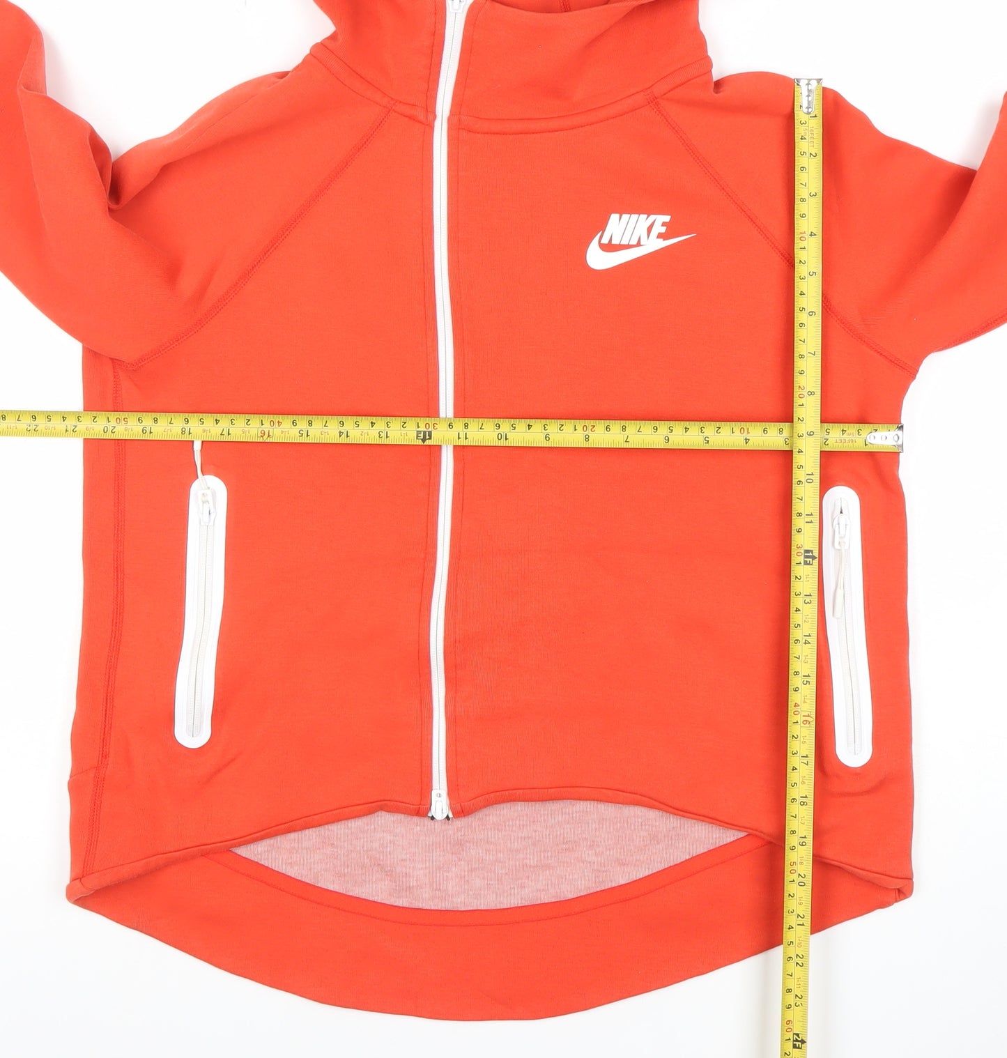 Nike Womens Red Full Zip Hoodie Size L Raglan Sleeve Cotton Blend