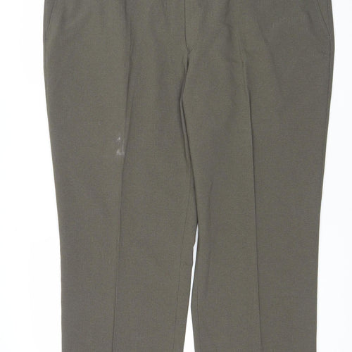 Marks and Spencer Men Taupe Crease Resistant Dress Trousers 46L Polyester
