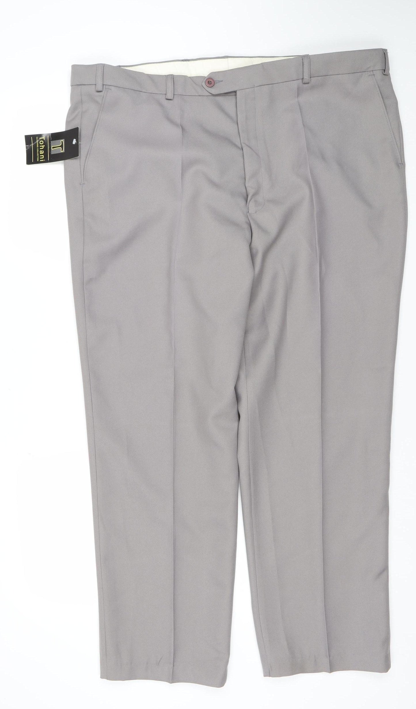 Tohani Men's Grey 42x29 Regular Fit Dress Pants Formal Trousers