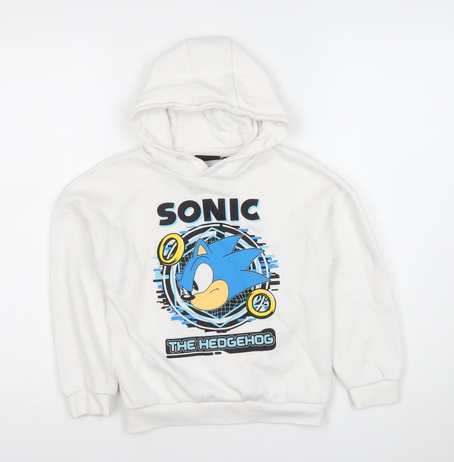 Sonic the Hedgehog Boys White Pullover Hoodie 7-8 Years Graphic Print