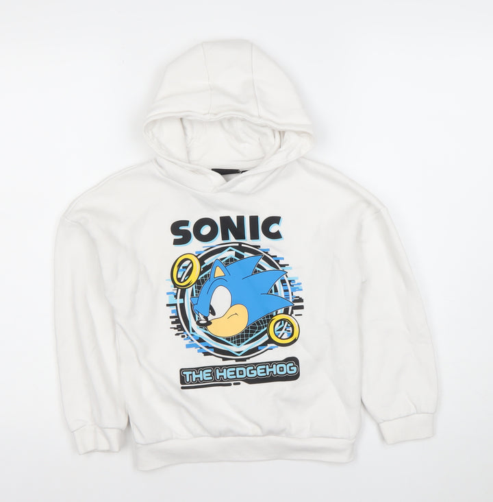 Sonic the Hedgehog Boys White Pullover Hoodie 7-8 Years Graphic Print