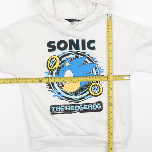 Sonic the Hedgehog Boys White Pullover Hoodie 7-8 Years Graphic Print
