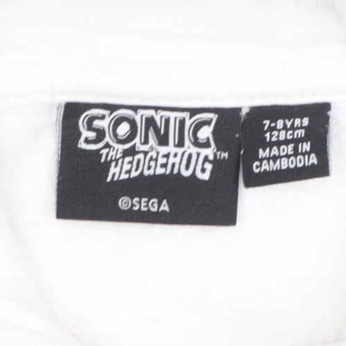 Sonic the Hedgehog Boys White Pullover Hoodie 7-8 Years Graphic Print