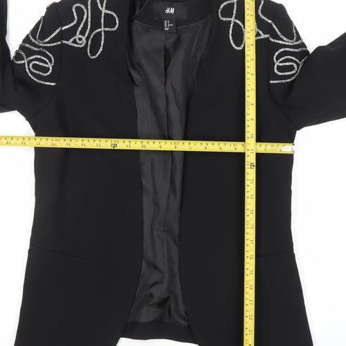 H&M Womens Black Embellished Tuxedo Style Blazer Size 8