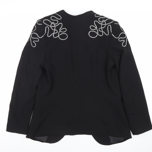 H&M Womens Black Embellished Tuxedo Style Blazer Size 8