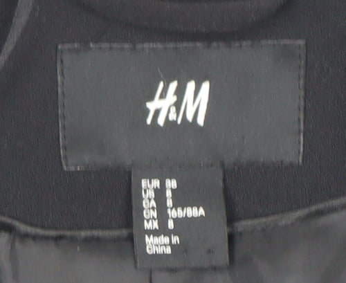 H&M Womens Black Embellished Tuxedo Style Blazer Size 8