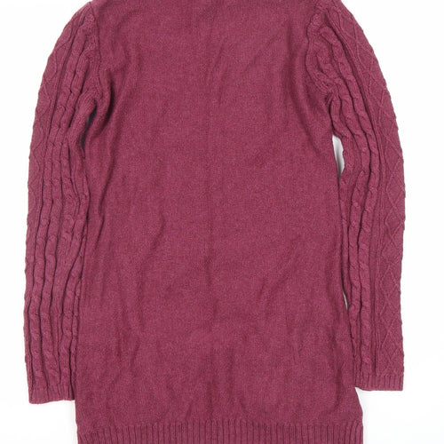 Fat Face Women's Purple Cable-Knit Tunic Jumper Size 10 Wool Blend