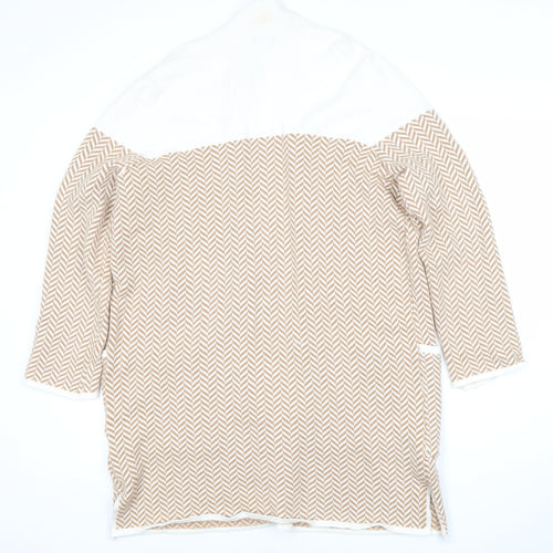 Very Women Beige Geometric Knit Longline Cardigan Size 12
