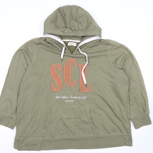 Sheego Women Khaki 26/28 Pullover Hoodie Cotton Blend Print