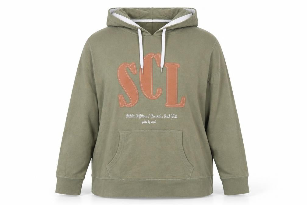 Sheego Women Khaki 26/28 Pullover Hoodie Cotton Blend Print