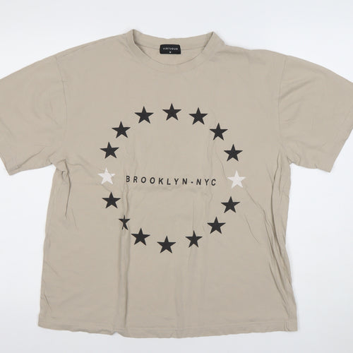 Virtuous Men's Beige Brooklyn NYC Graphic Short Sleeve T-Shirt M