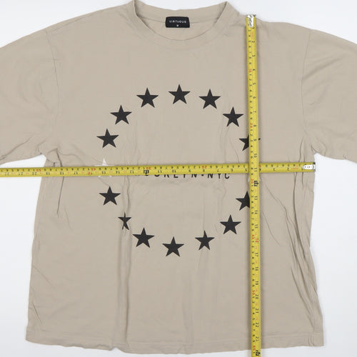 Virtuous Men's Beige Brooklyn NYC Graphic Short Sleeve T-Shirt M