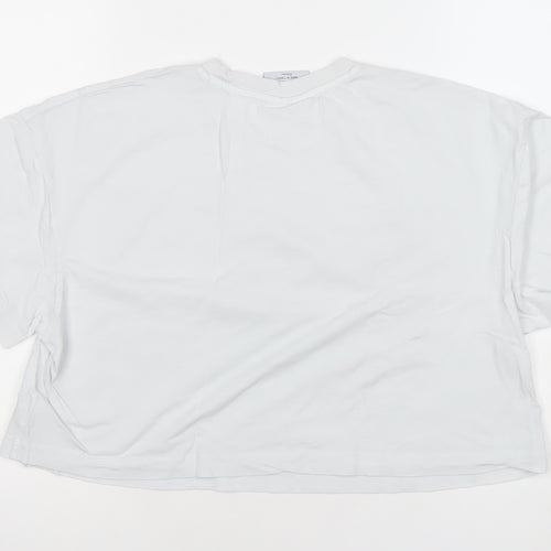 Disney Mickey & Friends White Women's Cropped T-Shirt L Relaxed Fit