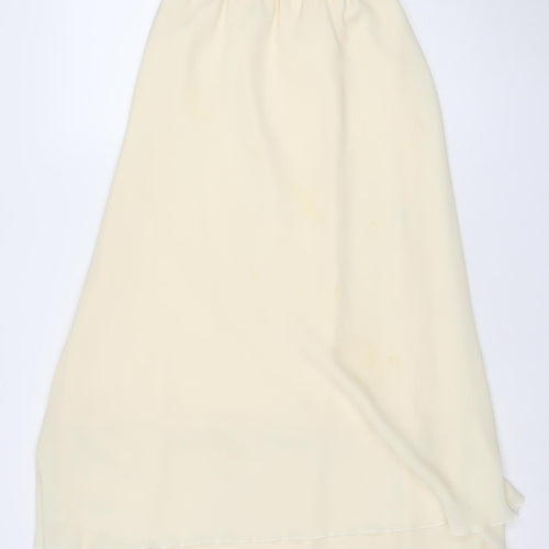 Max Pierre Women Ivory Midi Straight Skirt Size 16 Polyester