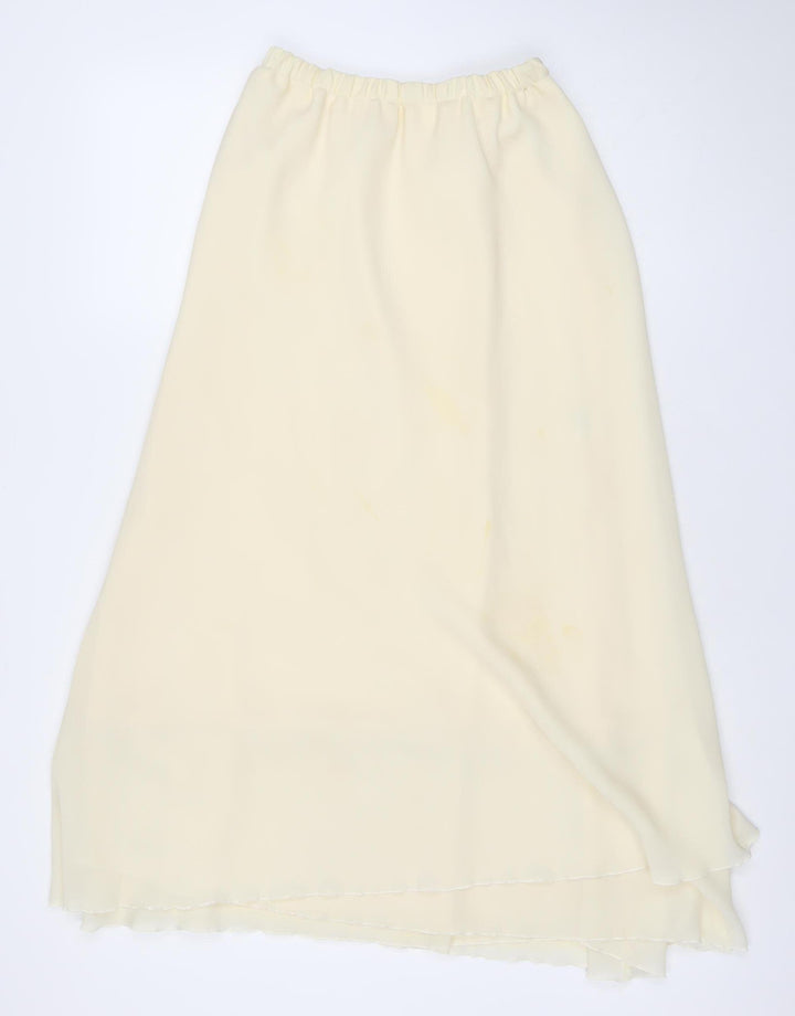 Max Pierre Women Ivory Midi Straight Skirt Size 16 Polyester