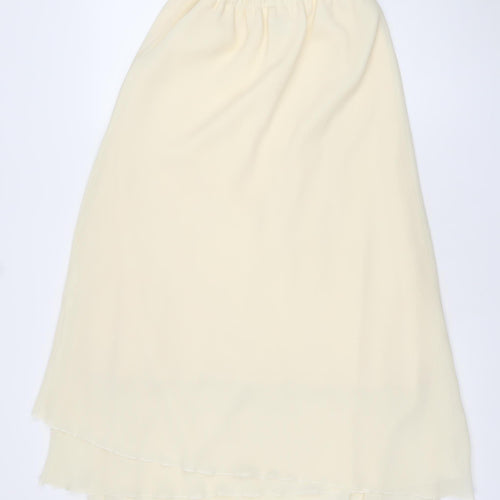 Max Pierre Women Ivory Midi Straight Skirt Size 16 Polyester