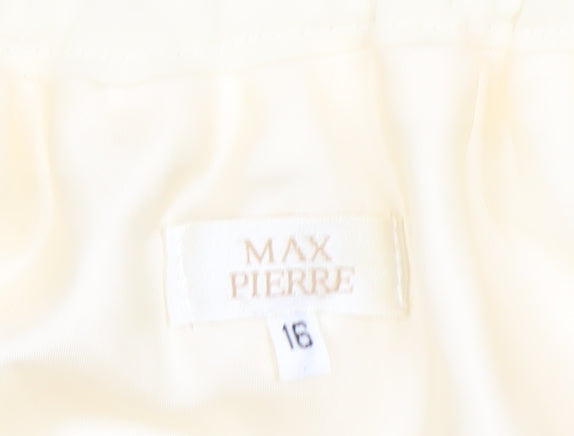 Max Pierre Women Ivory Midi Straight Skirt Size 16 Polyester