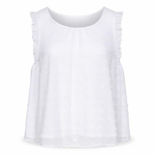 Gerard Women’s White Ruffle Trim Sleeveless Chiffon Blouse Size 22