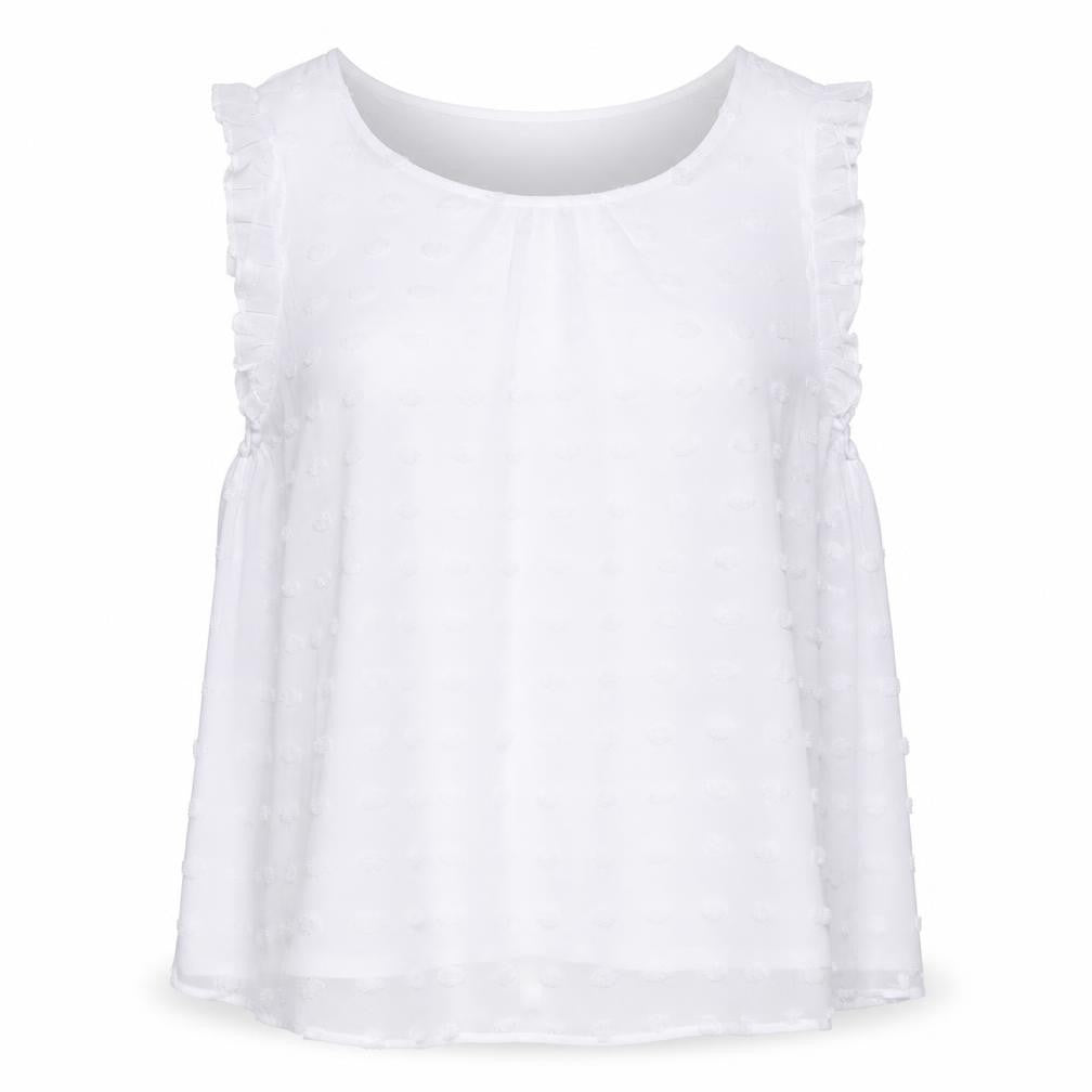 Gerard Women’s White Ruffle Trim Sleeveless Chiffon Blouse Size 22