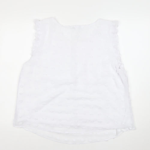 Gerard Women’s White Ruffle Trim Sleeveless Chiffon Blouse Size 22