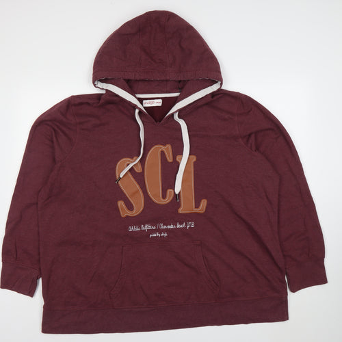 Sheego Women Burgundy Pullover Hoodie Size 26/28 Cotton Blend SCL Logo