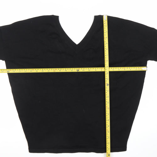 Saint Tropez Womens Black V-Neck 3/4 Sleeve Pullover Jumper M